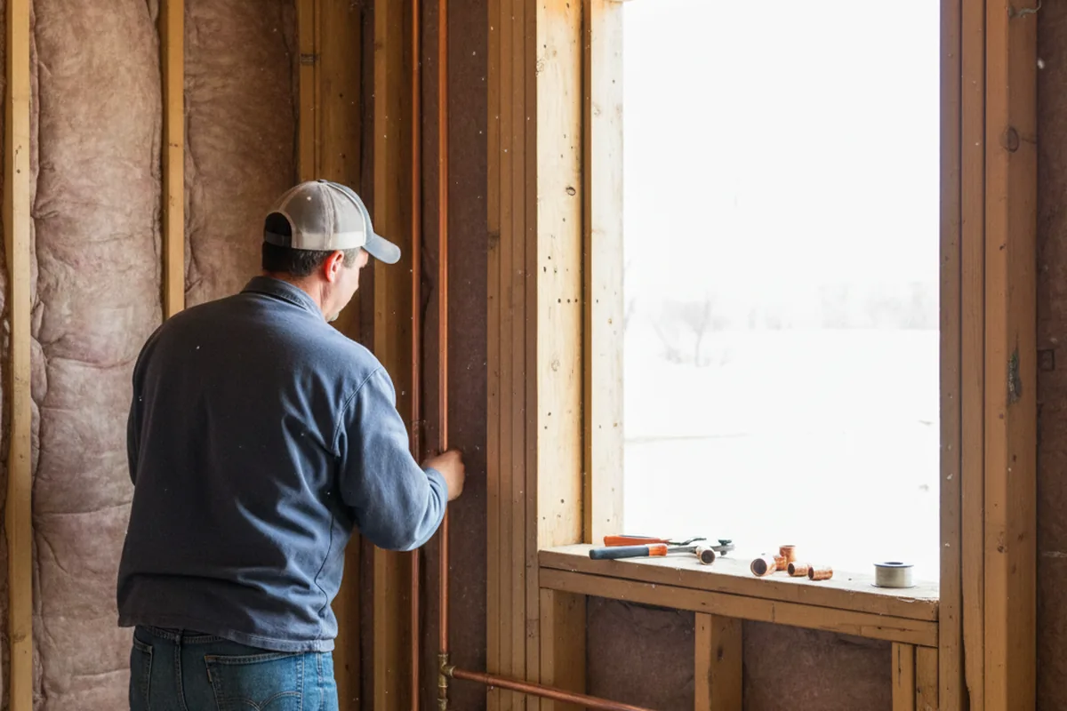 Licensed plumber running new copper supply lines in a Bethlehem home